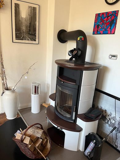Kamin im Esszimmer unten