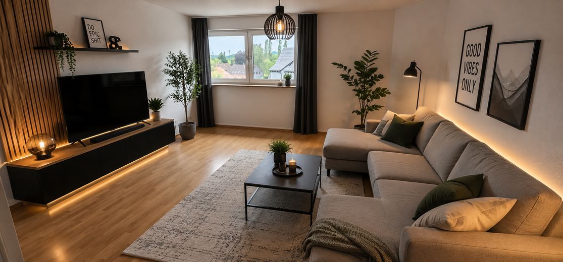 Über den Dächern von Forchheim, 3 Zi Wohnung, zentral und modern - Nähe Kaiserpfalz – Wohnzimmer eingerichtet