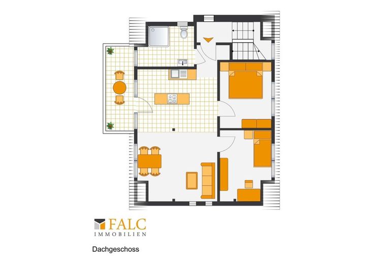 SAARN: Licht, Luft und Loft-Feeling - sanierte 3-Zimmer-Dachgeschosswohnung mit Balkon – Grundriss Dachgeschoss