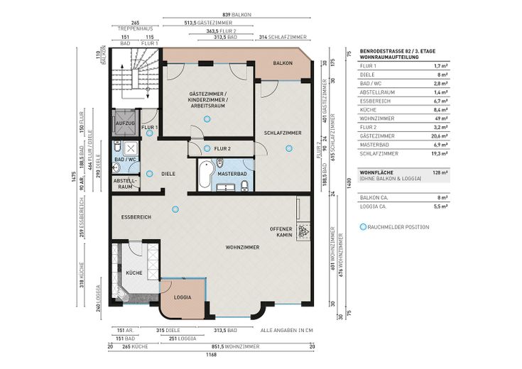 Moderne 3-Zimmer-Wohnung mit zwei Balkonen, Keller und Garagenstellplatz in Düsseldorf-Benrath – B82_AUMAUFTEILUNG_GRUNDRISS
