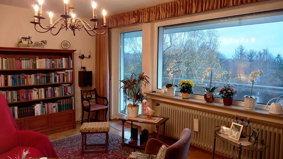 sonnige Wohnung mit Weitblick – Wohnzimmer Balkontür