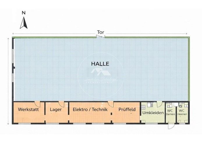 Moderne Gewerbehalle mit Büroflächen in Neustadt an der Donau – Grundriss Produktions- und Lagerhalle mit Sozialräumen