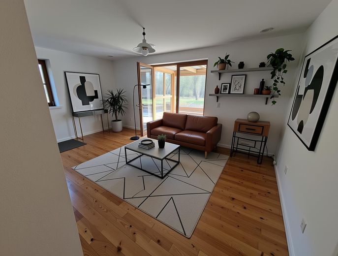 2-gezinswoning incl. 1700 m² grond in Engelsberg – EG Wohnzimmer Vorschlag
