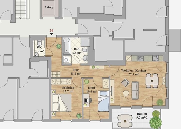 ERSTBEZUG AB 01.12.26 SCHÖNE 3-RAUM WOHNUNG – Grundriss_WE_26