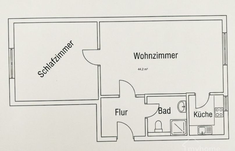 KAPITALANLAGE
2-Zimmer-Eigentumswohnung in Fürth – Grundriss_44,2qm_Gießereistraße 10, 90763 Fürth