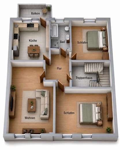 3 locali, cucina, bagno, balcone, fascino d’epoca, posto auto, Moritzberg – Ki Bild