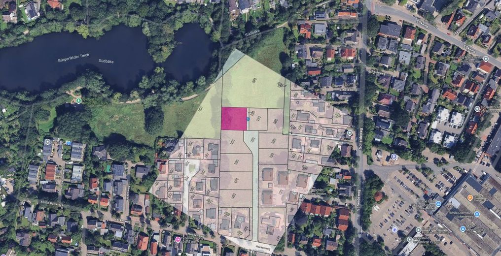 Attraktives Baugrundstück in Grüner Bestlage // Bauträger-Frei // Bürgerfelde // Oldenburg – Google-Maps_Hackenweg_mit-B-Plan-Überlagerung