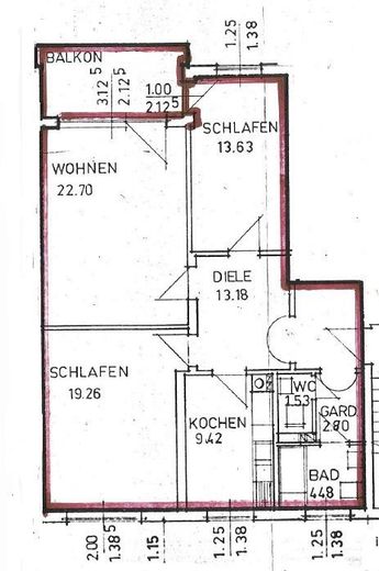 Mooie, ruime 3-kamerwoning 90m² met zuidwestbalkon en droomuitzicht in Rosenheim-Pang – Grundriss