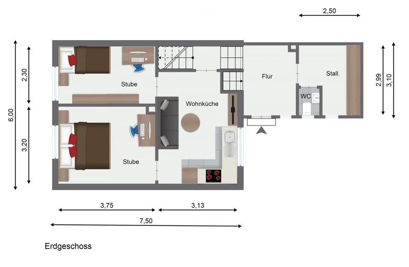 Doppelter Wohntraum auf einem Grundstück - Zwei Häuser, ein Zuhause! – Beispiel Grundriss Erdgeschoss Haupthaus