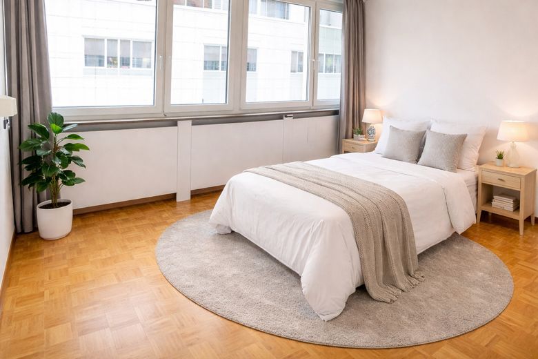 Provisionfrei: Bezugsfreie, helle 2-Zimmer-Wohnung mit Aufzug in begehrter Lage Stuttgart-West – Schlafraum EinrichtungBeispiel