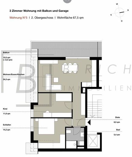 Moderne 3-Zimmer-Dachgeschosswohnung mit Balkon und Doppelparker in Schelklingen – Grundriss