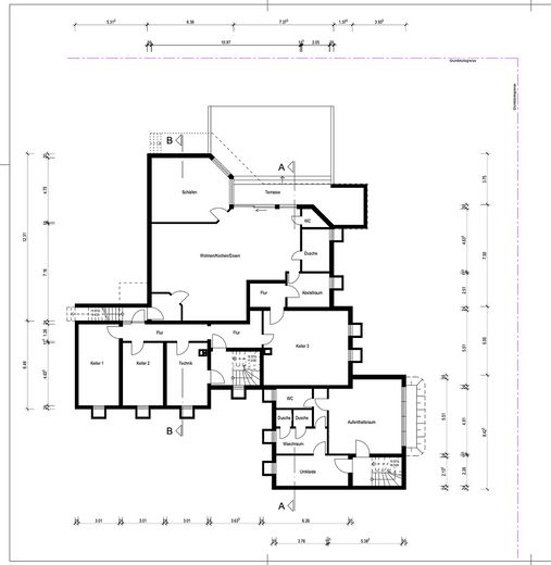 Großes Gewerbegrundstück in Umkirch: Bestand mit 6 Einheiten + Lagerhalle + Entwicklungsfläche – Grundriss Wohnhaus KG