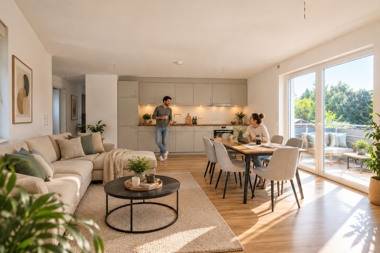 W8 Obergeschoss | 3 Zimmer | 87,36 qm in Krumbach (W8) – Virteull möbiliert