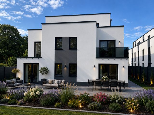 Ihr neues Zuhause wartet auf Sie – Moderne Neubauwohnungen in Dortmund-Hostedde – Rückansicht KI