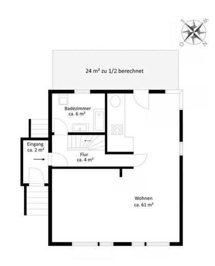 1.296 m² arsa üzerinde müstakil ev – yeniden kullanıma açma veya yeniden inşa (ikiz ev de mümkün) – Erdgeschoss