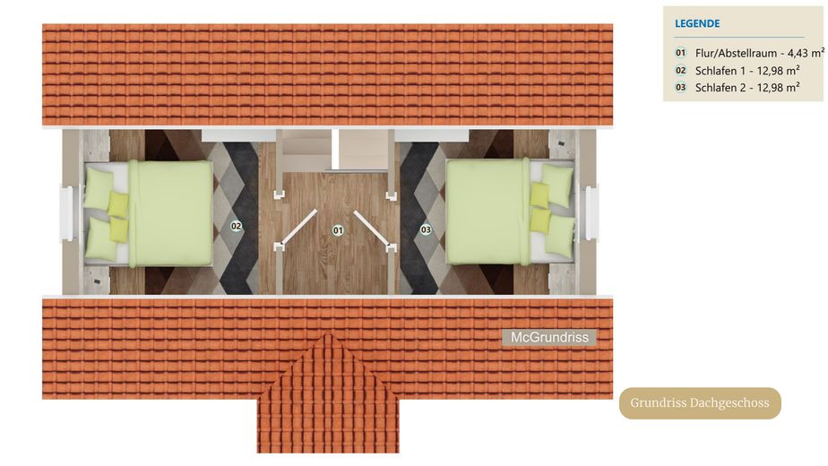 Ferienhaus Lüttje Holthuus: 230 Tage Auslastung, 14.129 € Überschuss, Top Bewertung & Smarte Technik – Grundriss - Dachgeschoss