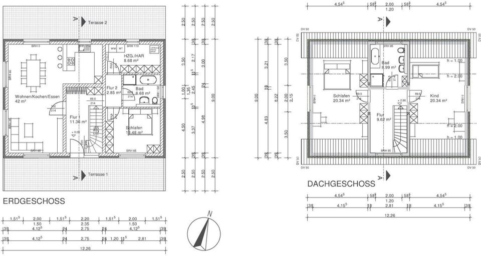 Casa unifamiliare moderna con qualità da nuova costruzione (anno di costruzione 2021), vista panoramica libera, aria condizionata e 3 posti auto in garage – Grundrisse