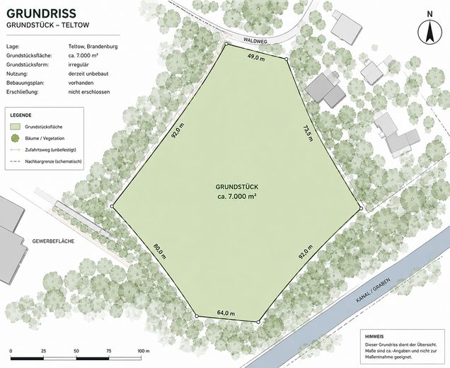 MAKLERFREI Projektstart sofort möglich: ca. 7.000 m² Gewerbegrundstück mit erteilter Baugenehmigung – Grundriss