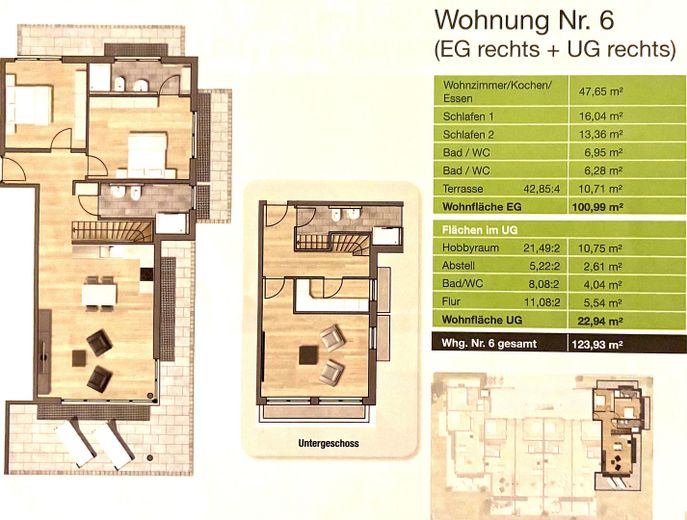 Neuwertige Exklusive Etagen-/Terrassenwohnungen (124 m²)  - provisionsfrei von privat – Wo 6 - Quelle: WP - Prospekt