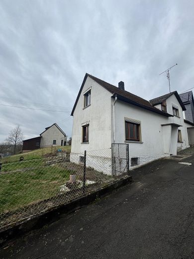 Einfamilienwohnhaus freistehend in 56244 Hartenfels - renovierungsbedürftig – Ansicht Gartenseite- Eingang
