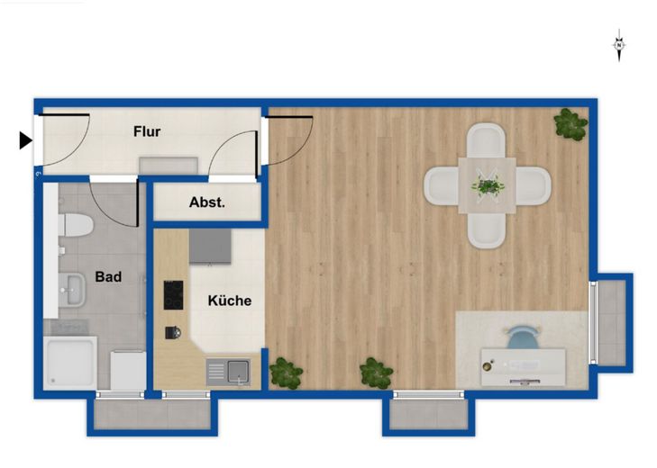 Möblierte 1 Zimmer Wohnung in Unterhaching – Grundriss