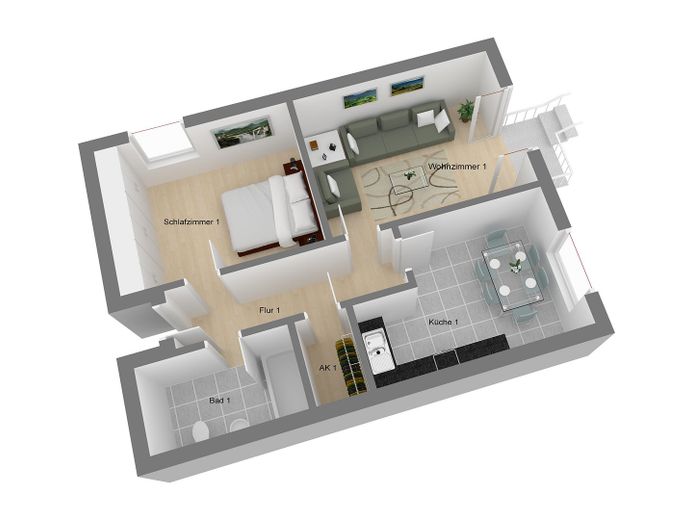 Solide Kapitalanlage mit 5,6 % Rendite inkl. Abgeschlossenheitsbescheinigung. Provisionsfrei – Grundriss Wohnung Nr. 1, EG