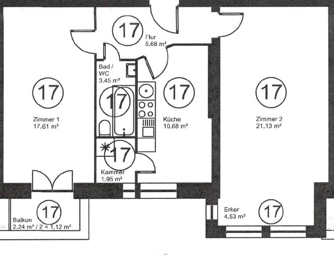 Bezugsfreie helle 2-Zimmer VH Altbauwohnung in der Nähe vom Schloss Charlottenburg (provisionsfrei) – Grundriss