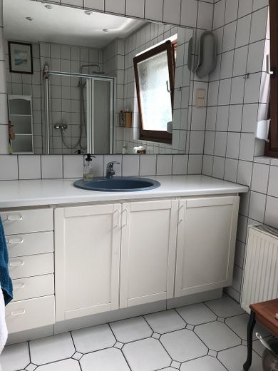 Freistehendes Einfamilienhaus mit Photovoltaikanlage auf sonnigem Grundstück in Berlin-Wittenau – Bad im EG