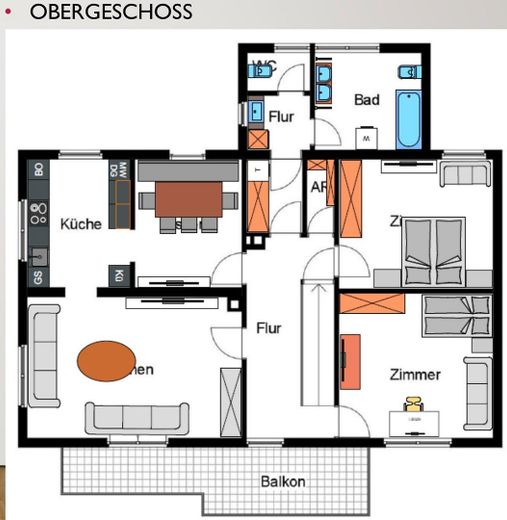 Ein- bis Zweifamilien Haus in Offenburg Weier – Grundriss OG