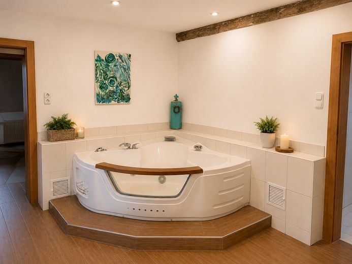 Sandsteinanwesen in Uehlfeld -kernsaniert-nachhaltig-außergewöhnlich. Ein Zuhause mit Geschichte – Bad mit luxuriöser Badewanne