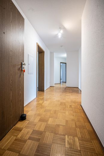 Lichtdurchfluteter Wohnkomfort in Uni-Bestlage – 90 m² mit 3 Balkonen & TG-Stellplatz – Blick in Flur von Eingangstür 