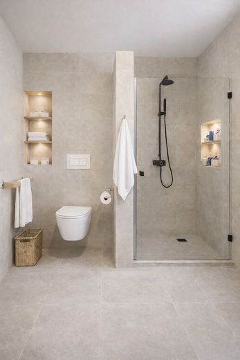 Reserviert! Exklusiver Bungalow in Königswinter: Homeoffice, traumhafte Aussicht, Sonnenuntergänge – Vorschlag Sanierung Duschbad 2