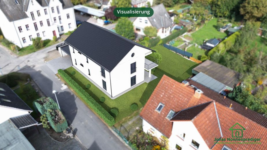 Baugrundstück mit Baugenehmigung für ein Wohnhaus mit 2 WE - für den Käufer provisionsfrei – Visualisierung: Schrägansicht