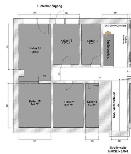 Commercial unit for pizza, delivery service and other fast food or retail – Nebenräume Keller 10 und 11