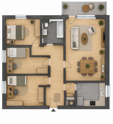 Renovierungsobjekt für große Familie/Kapitalanleger – 4/5-Zimmer-Erdgeschosswohnung Nieder-Eschbach – Beispiel Grundriss - nicht maß