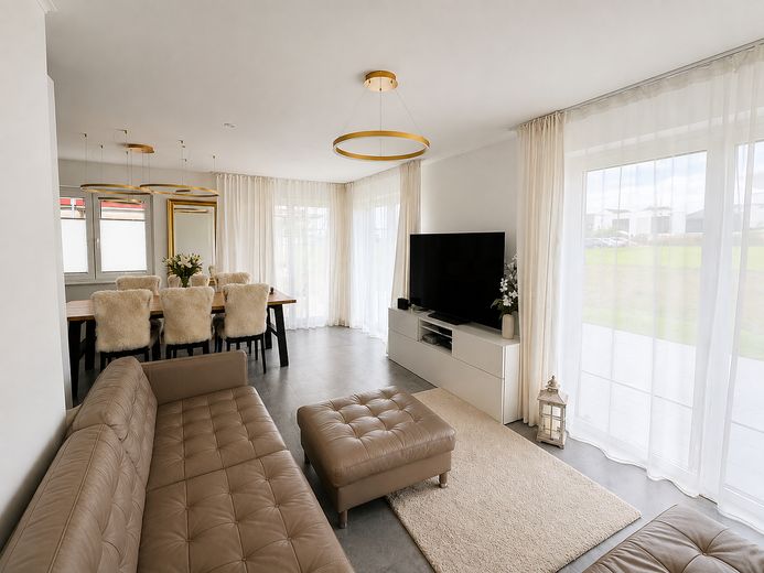 Elegancki nowy dom rodzinny w Hochheim | 156 m² | 6 pokoi | Ogród i taras na dachu – Hell & Offenes Wohnzimmer