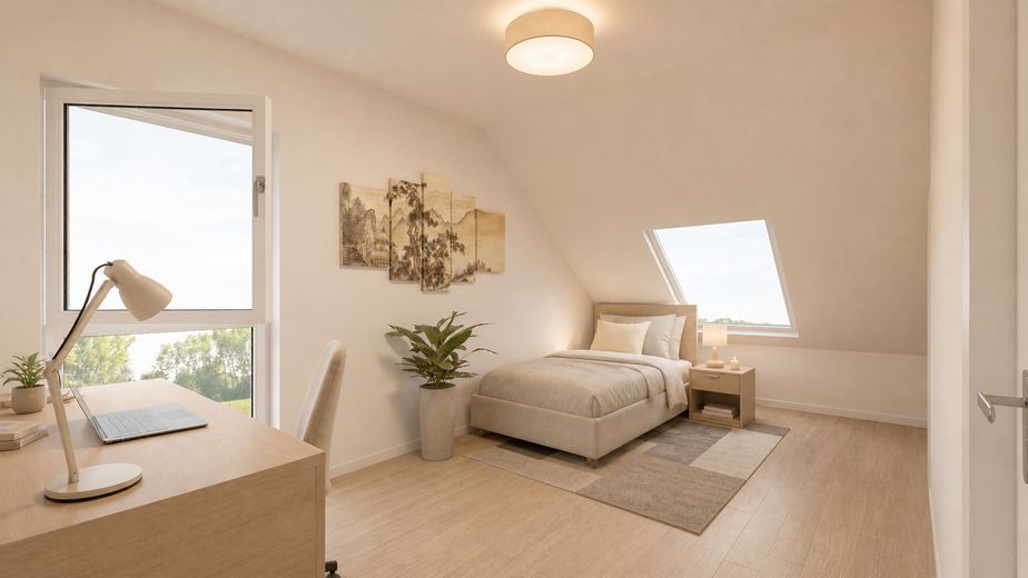 Großzügige 4,5-Zi.-Maisonette in Ergenzingen - Balkon, TG-Stellplatz & Wohnen auf 2 Ebenen – Visualisierung 2. DG Schlafen