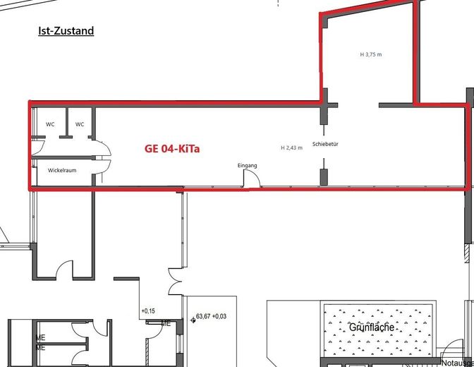 Renovierte Ladenfläche in guter Lage in Brühl – Grundrissplan GE04 - Ist Zustand