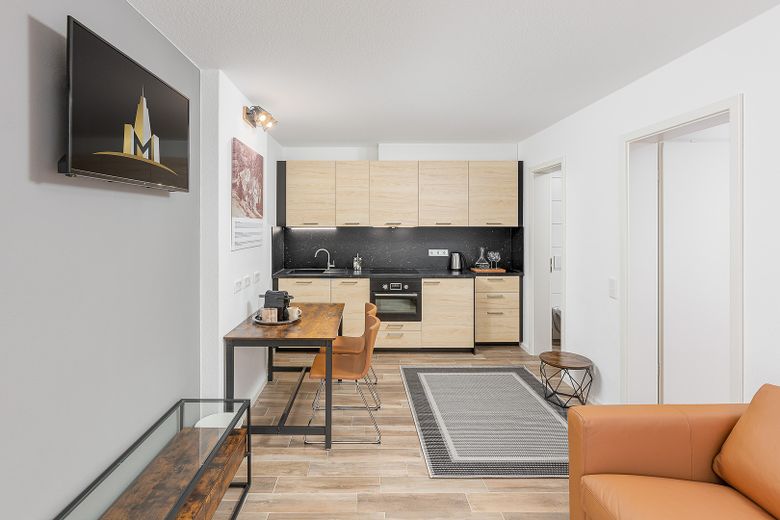 Neubau: vollmöblierte Businessapartments mit Panoramablick – Apartment 4 Einbauküche
