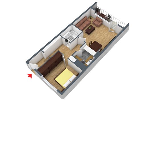 2-room apt. in a well-maintained apartment building & car parking space – Grundriss
