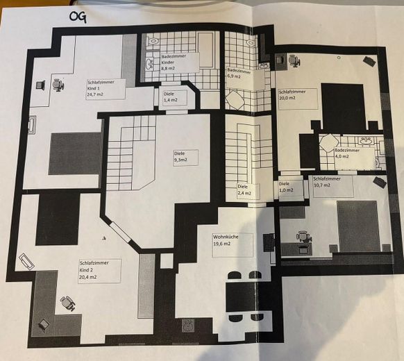 Grundriss 1. OG (Whgn 1 & 2)