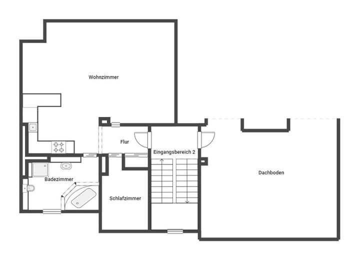 Luminoso apartamento de 2 habitaciones en la última planta con cocina equipada – Braunschweig – Grundriss Dachgeschoss
