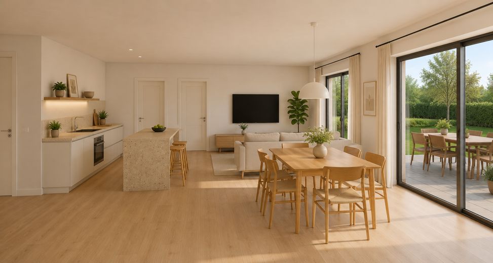Obra nueva en Schwarzach am Main: apartamentos en propiedad de 2 a 4 habitaciones con ascensor y plaza de aparcamiento – Wohnen Küche, Beispiel