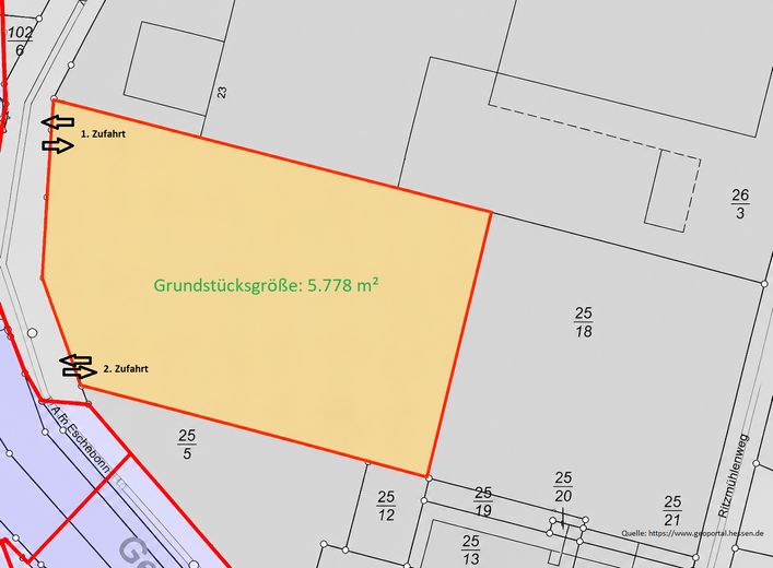 Markierter Lageplan