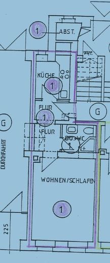 Gemütliche und vermietete 1-Zi. mit Laminat und Dusche in sehr guter Lage! – Ludwigstr.31_WE01