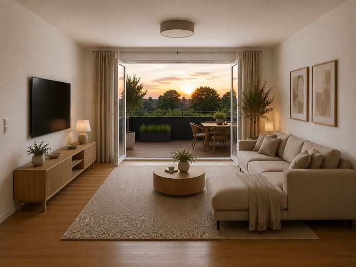Exklusive 2-Zimmer-Wohnung mit Balkon - als Kapitalanlage – Wohnzimmer