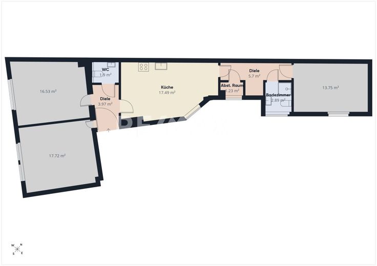 Helle Altbauwohnung mit EBK im 1. OG – Grundriss