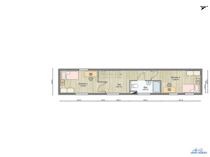 Zweite Ebene - Lage im 3. OG