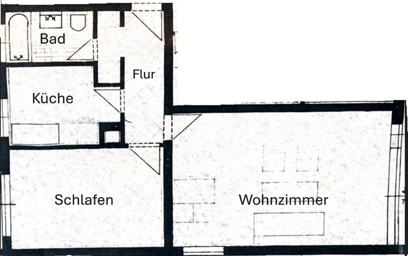 2-3 Zimmer Wohnungen: Erstbezug nach Kernsanierung – Moderne Wohnungen in zentraler Lage von Lehrte – Zeichnung 2 Zi. Wg.