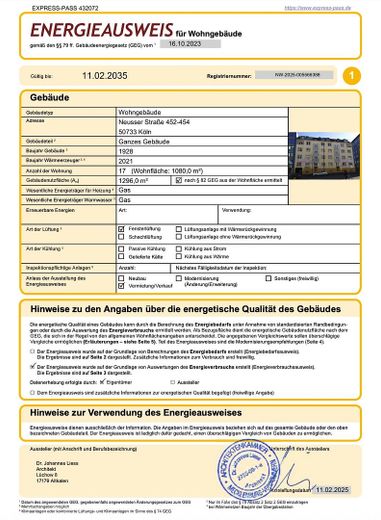 3 Zimmer Altbauwohnung in Nippes mit Garage ohne Makler – Energie Ausweis S1